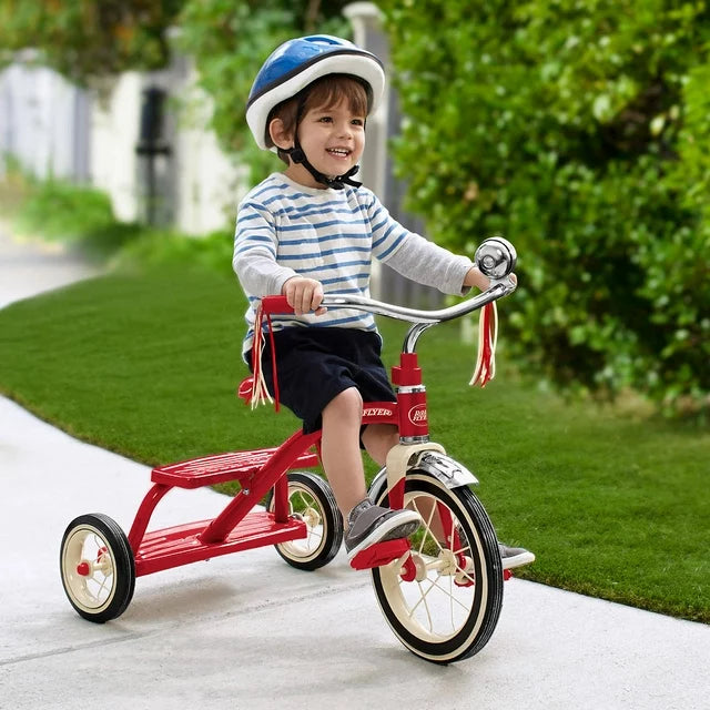 Classic Red Dual Deck Tricycle, 12" Front Wheel, Red