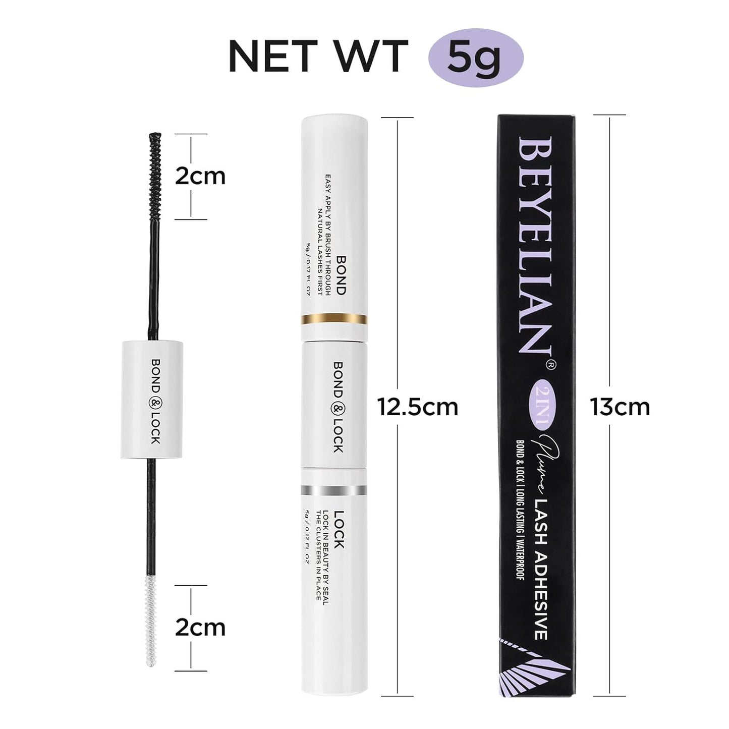 Lash Bond and Seal, Cluster Lash Glue for Individual Cluster Lashes DIY Eyelash Extensions Latex Free Aftercare Sealant with Mascara Wand Super Strong Hold 72 Hours