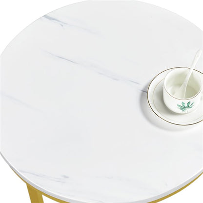 Faux Marble Side Table, White/Gold