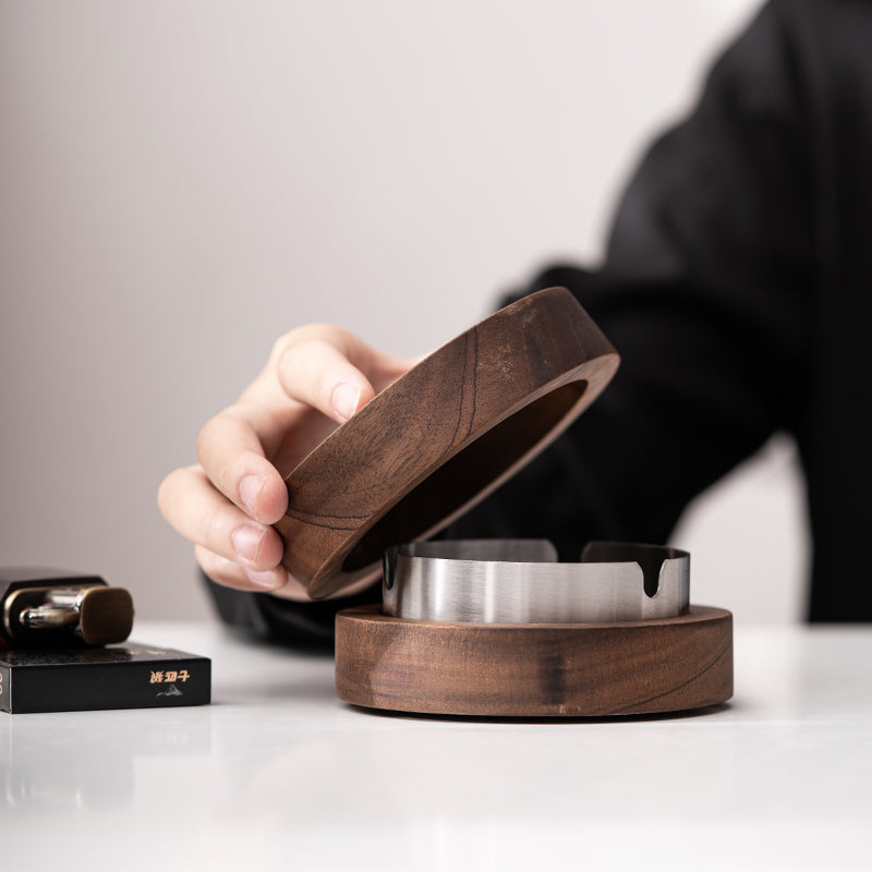 Anti-fly Ash Home Office Solid Wood Ashtray