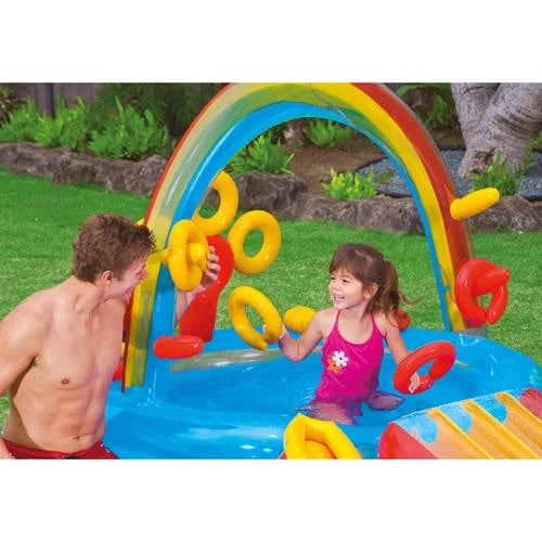 Rainbow Slide Inflatable Pool & Water Slide Ring Center, 9.75 x 6.3 Ft